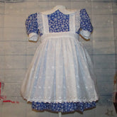 Girls 2 Pc. Blue Snowflake Christmas Dress with White Eyelet Apron