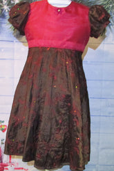 Christmas Dress Sequin Brown and Maroon with Sash