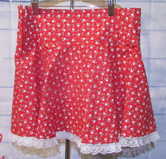 Christmas Skirt Red Heart Print