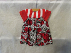 Red and white striped flower dress 2pc