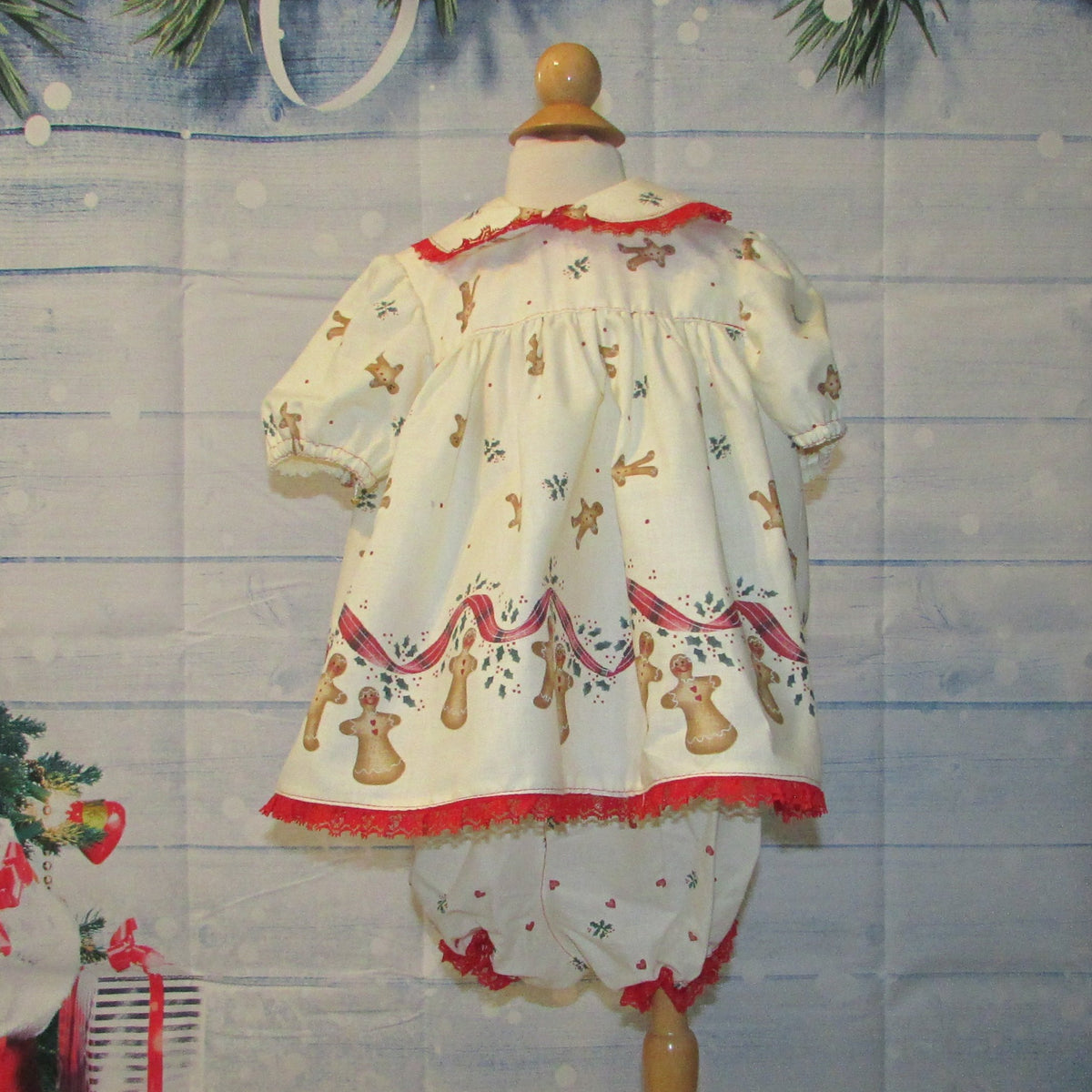 2 pc. Gingerbread Christmas Dress with matching Panties