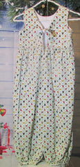 Girls Christmas Print Jumpsuit with Red Ribbon