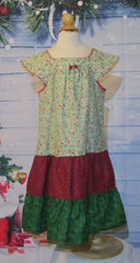 Girls Christmas Holly Berry Dress with Roses