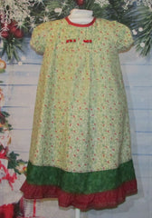 Girls Holly Berry Christmas Dress with Rose Accents