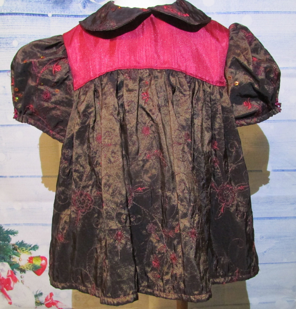 Christmas Dress with Maroon Sequin Tadpole Apparel Christmas Dress with Maroon Sequin Tadpole Apparel