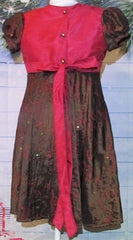 Christmas Dress Sequin Brown and Maroon with Sash