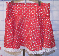 Christmas Skirt Red Heart Print