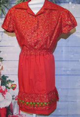 Christmas Blouse/Skirt 2Pc Set Red/Gold with Green Plaid Ruffle (3)