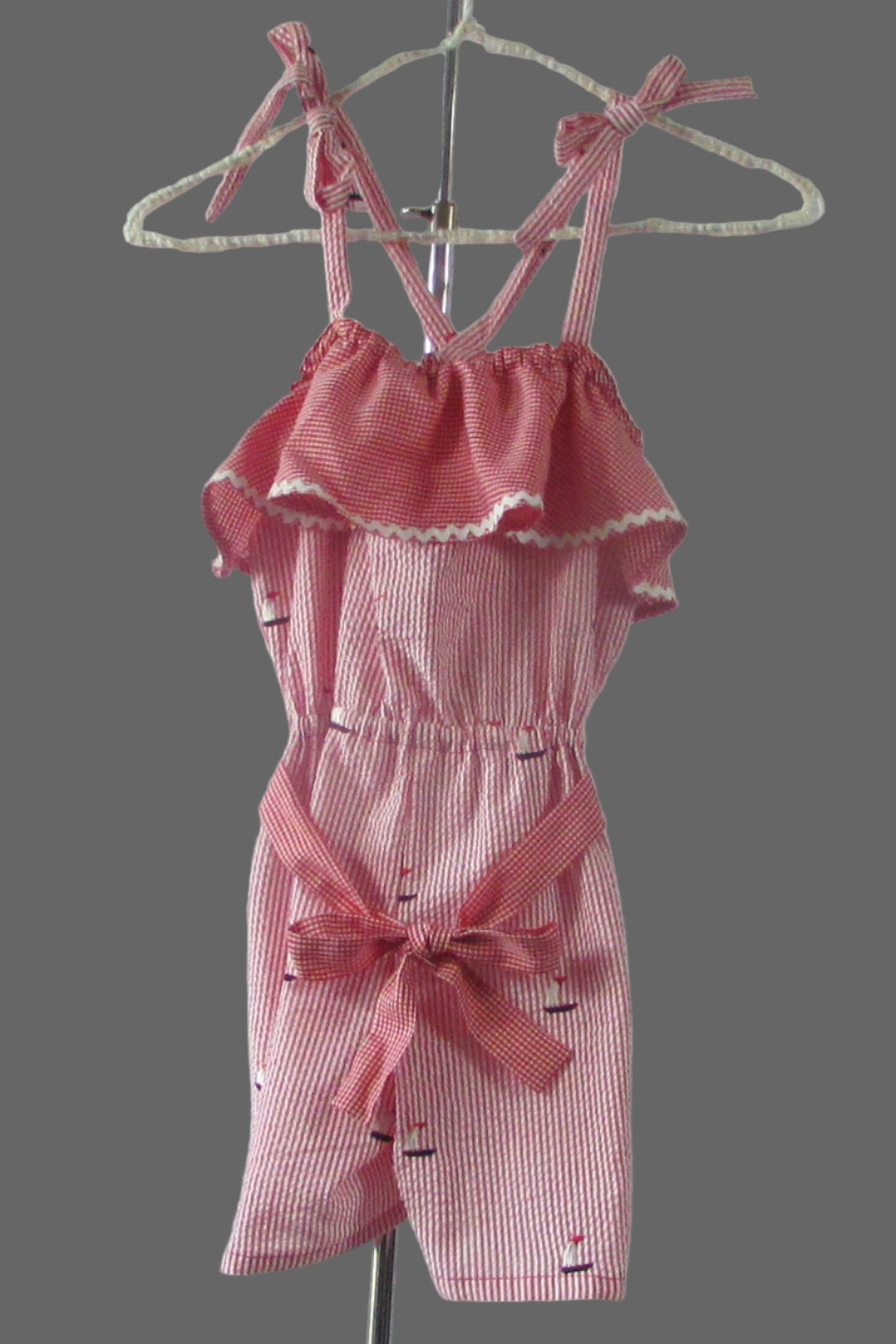 Women's Nautical Theme Ruffled Jumpsuit