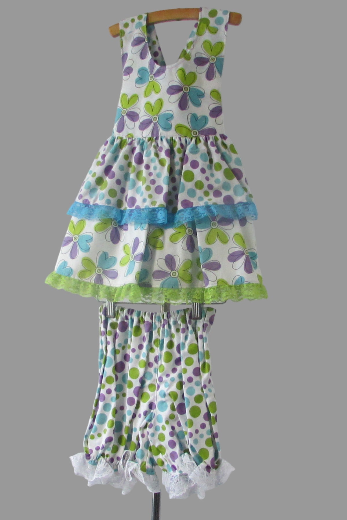 Girls 2-Piece Floral Dress Set with Criss Cross Back