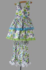 Girls 2-Piece Floral Dress Set with Criss Cross Back