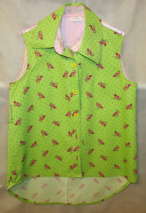 Womens Lime Green Lobster Button Down