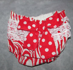 Red and White Bow Diaper Cover
